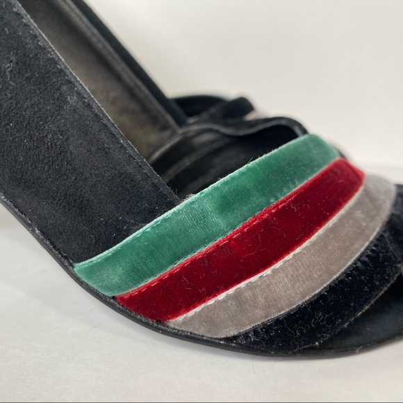 Faryl Robin Suede Velvet Crossover Front Heel Open Toe 40s Retro Anthropologie 6 - Picture 11 of 15